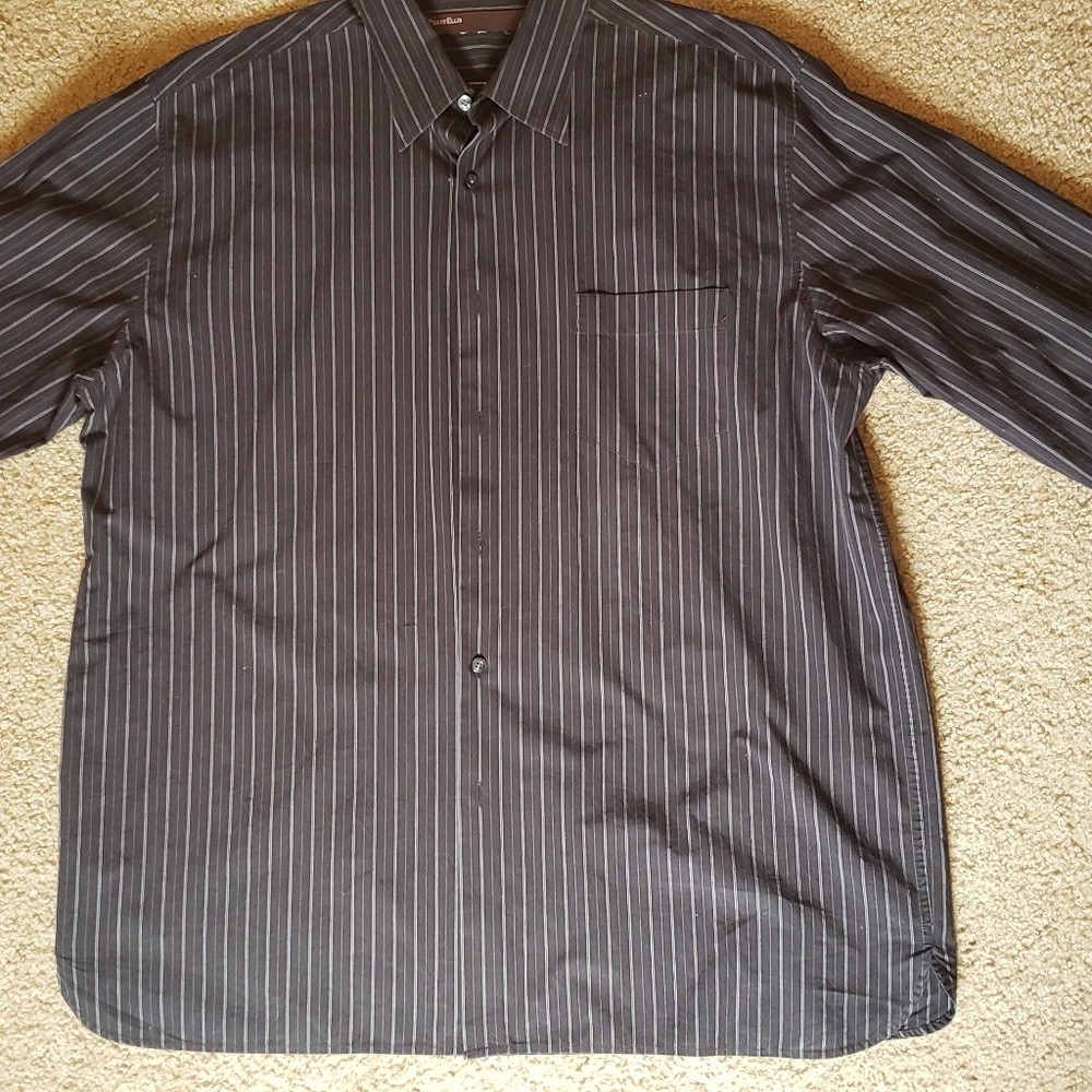 Perry Ellis black pinstriped dress shirt